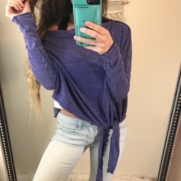 Free People Tops - NWT✨We the free oversized slouchy purple tied top